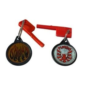 2 Vintage 1980 KidCo Burnin Keys Keychains Vette Turbo